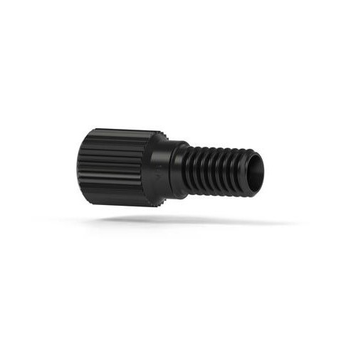 Upchurch Scientific Metric Flangeless Male Nut for 1.8, 2.0, 3.0 mm, 1/8 inch OD Tubing, M6 Flat-Bottom, Standard Knurl, Delrin, Black, 10/pk - P-307X - Click Image to Close